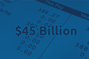 $45 billion total payrolls process (currently processing an average of $400m gross payrolls per month)